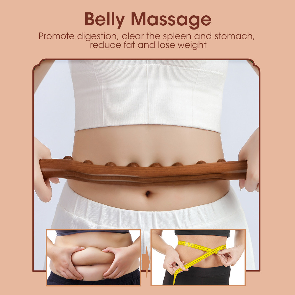 Lymphatic Drainage Tools, Handheld Wood Massage Roller Stick, Cellulite Massager, Fascia Blaster for Neck Back Waist Leg
