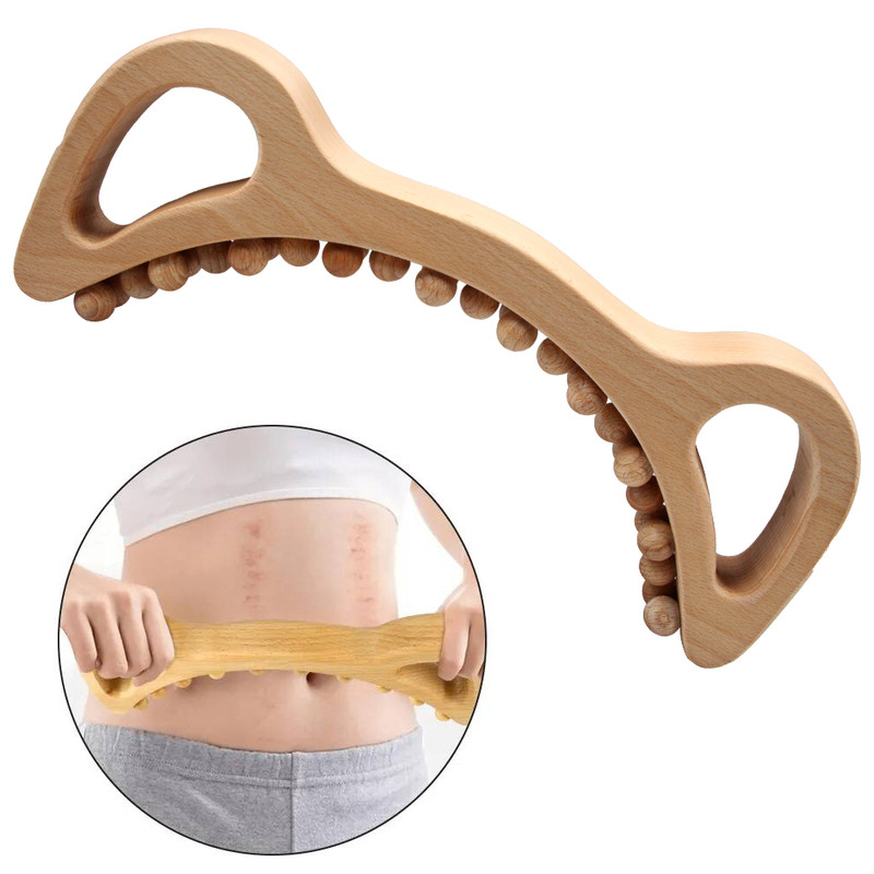 Lymphatic Drainage Massager Double Row Gua Sha Tools Wooden Guasha Stick For Back And Leg Therapy 0
