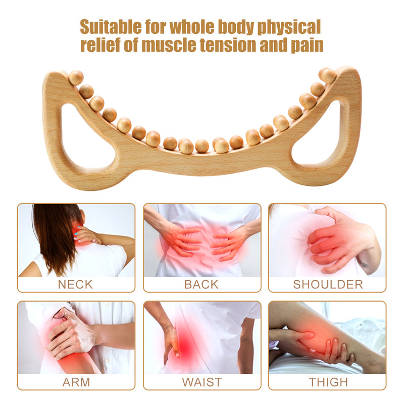 Lymphatic Drainage Massager Double Row Gua Sha Tools Wooden Guasha Stick For Back And Leg Therapy 2