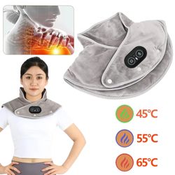 three gear thermal compress massager, electric heating shoulder neck pad, cervical wrap vibration shawl, warm back relax