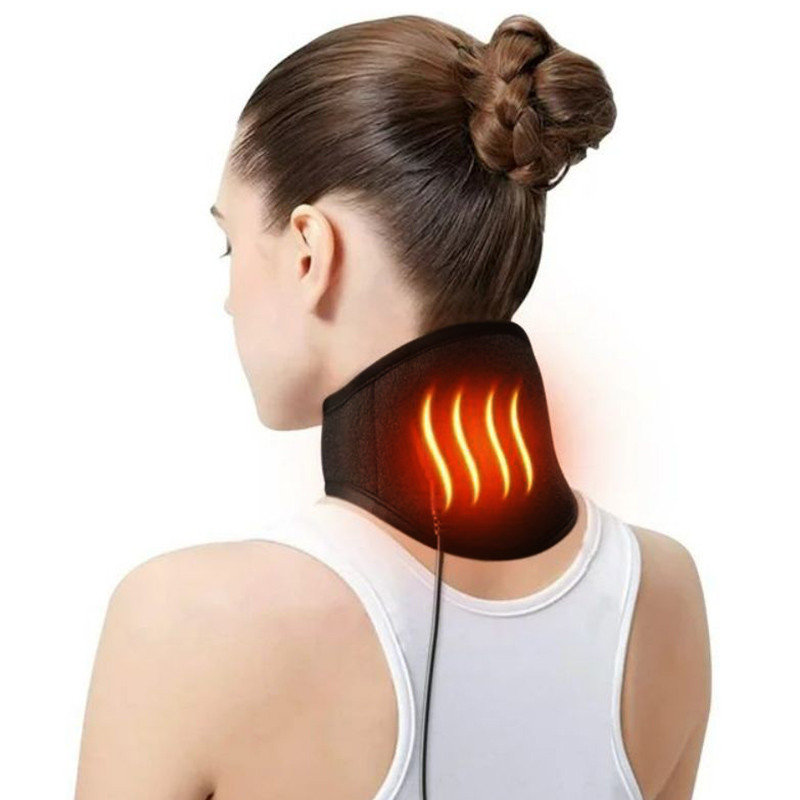 Black Heating Neck Guard, Adjustable Temperature Gear, Universal Fit Protective Heating Pad