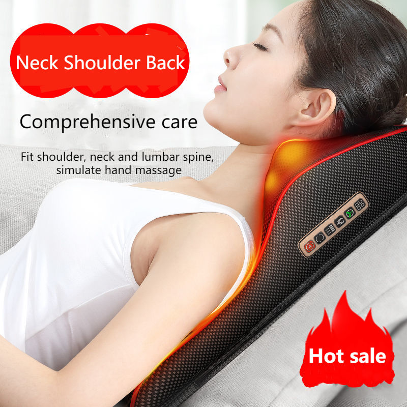 Electric Neck Pillow Massager, Head Cervical Airbag Traction, Back Waist Body Massager for Car, Heating and Vibration