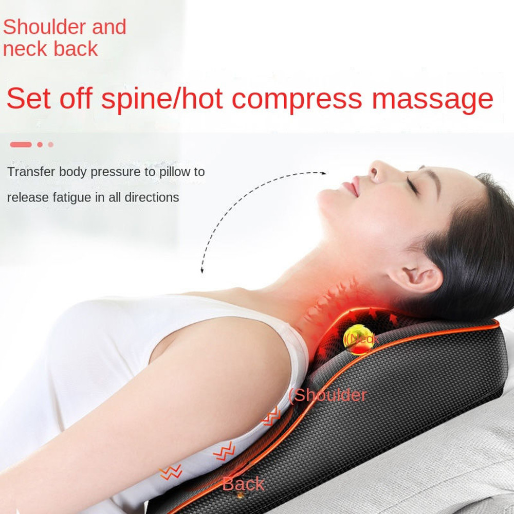 Electric Neck Pillow Massager, Head Cervical Airbag Traction, Back Waist Body Massager for Car, Heating and Vibration