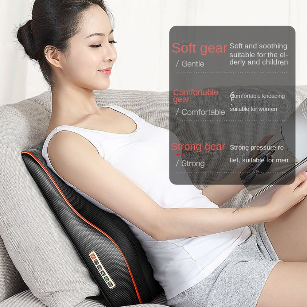 Electric Neck Pillow Massager, Head Cervical Airbag Traction, Back Waist Body Massager for Car, Heating and Vibration