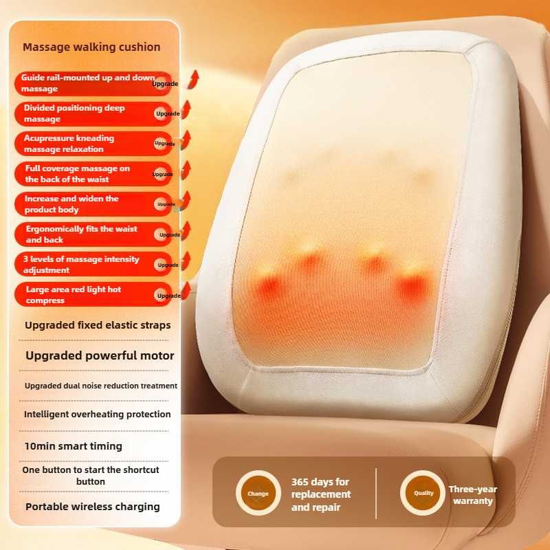 Back Waist Massage Cushion Wireless Chair Massager Pad MultiPurpose Up And Down Move UltraThin Warm 5