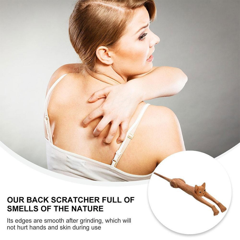 Wooden Back Scratcher, Cute Cat Shape, Massage Claw, Relieve Itch, Relax Back Scraper