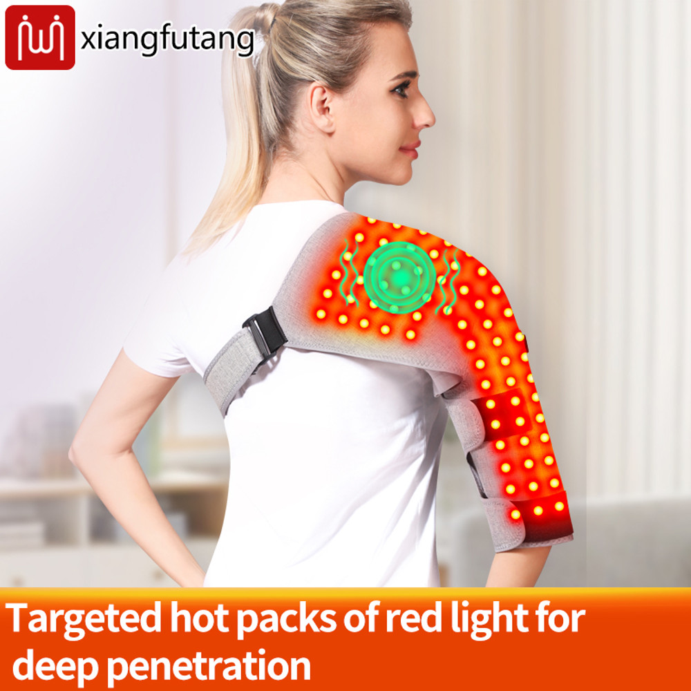 3-Speed Vibration Muscle Relax Belt, Red Light Shoulder Electric Heating Pad, Thermal Neck Health Care Brace