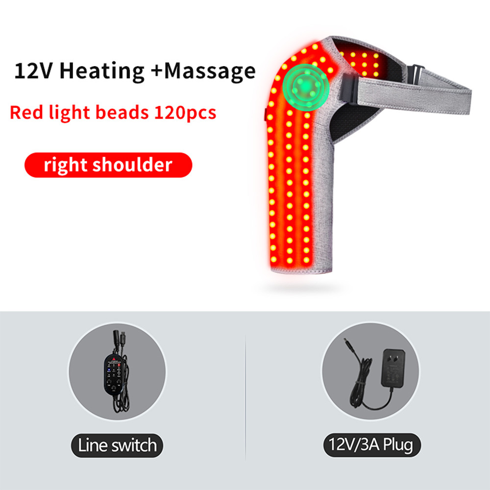 3-Speed Vibration Muscle Relax Belt, Red Light Shoulder Electric Heating Pad, Thermal Neck Health Care Brace