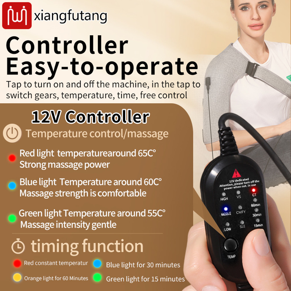 3-Speed Vibration Muscle Relax Belt, Red Light Shoulder Electric Heating Pad, Thermal Neck Health Care Brace