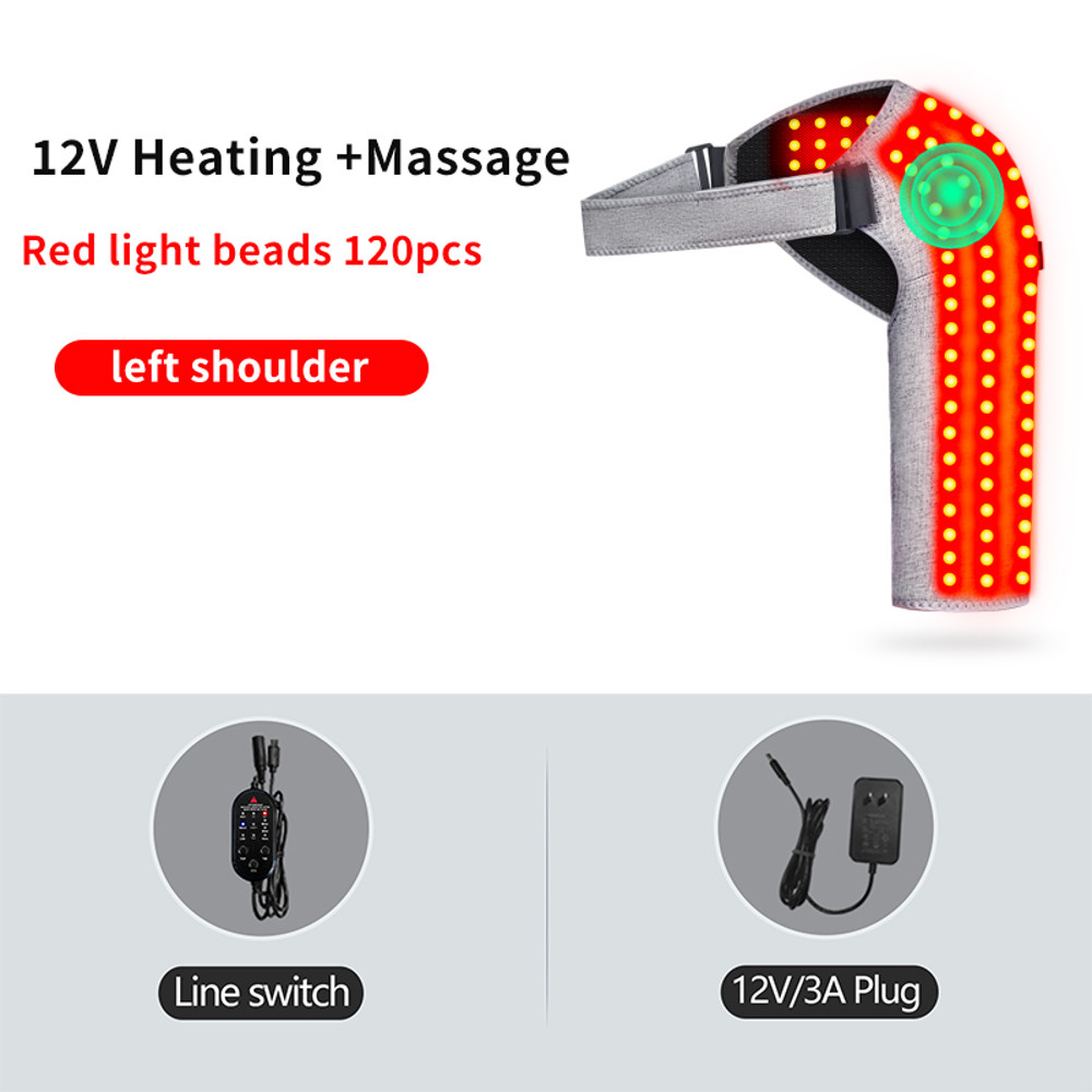 3-Speed Vibration Muscle Relax Belt, Red Light Shoulder Electric Heating Pad, Thermal Neck Health Care Brace