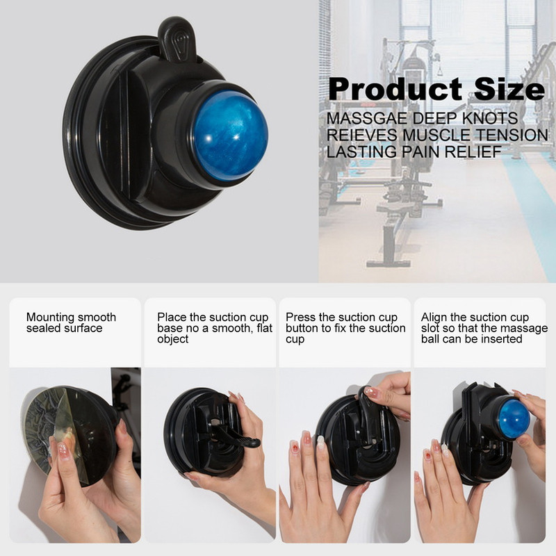 Mountable Muscle Massage Ball, Wall Massage Roller Manual Suction Cup, Massage Ball 360 Degrees Rotation