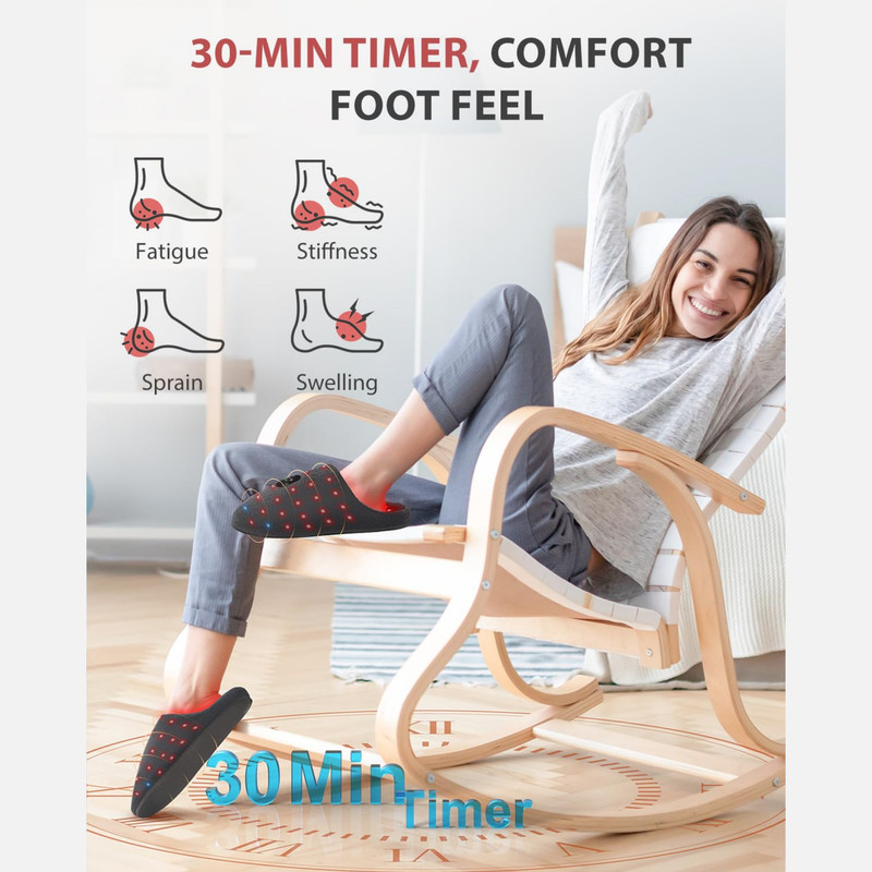 LED Red Light Therapy Slippers Infrared Foot Massager Rechargeable Foot Therapy Device Pulse Foot T