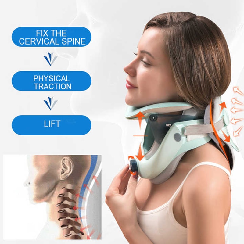 Cervical Neck Traction Device, Air Sac Adjustable Neck Stretcher Collar for Home, Spine Alignment
