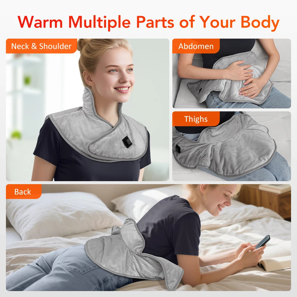 USB Heated Back Wrap Electric Heating Shoulder Neck Pad Soft Hot Compress Neck Shoulder Pad 6