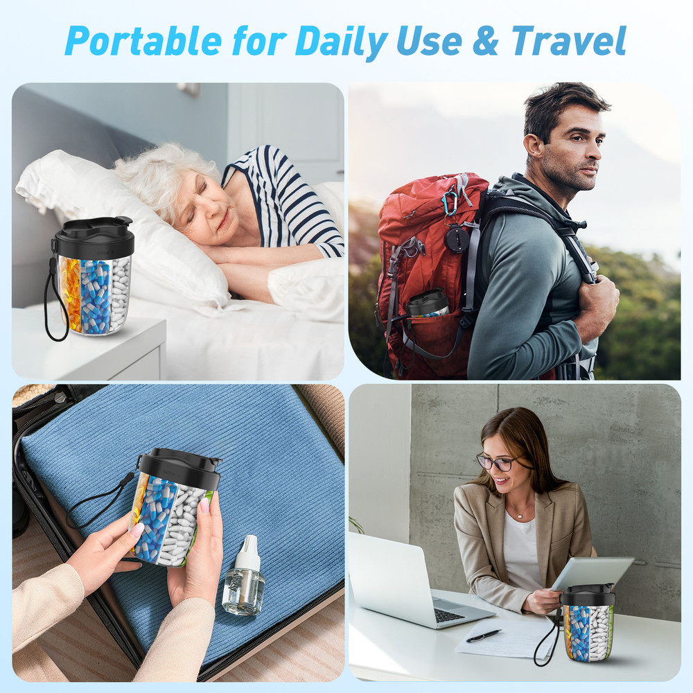 Supplement Organizer for Holding Various Vitamins, 7 Grids Large Pill Cup Bottle, Travel Pill Case Box