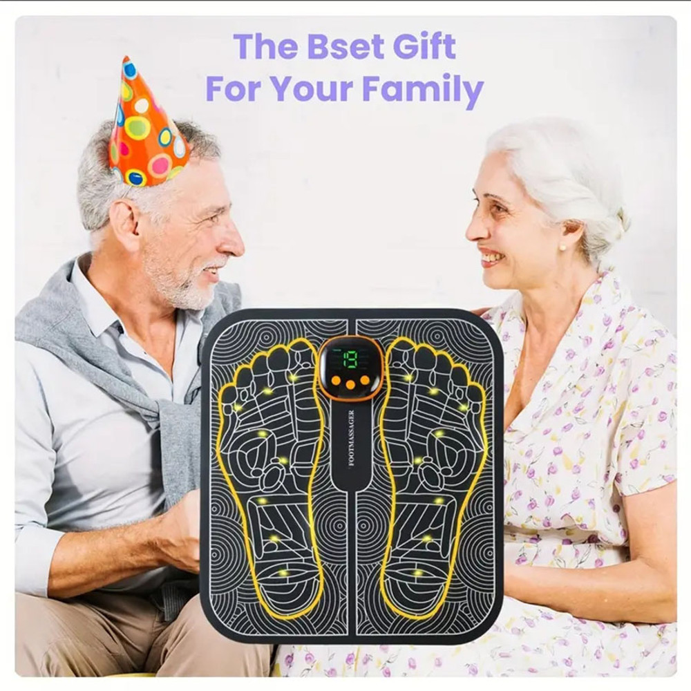 Back Massager & Legs Massager Pad, EMS Foot Massager for Muscle Relaxation, LCD Display Screen with Remote Control