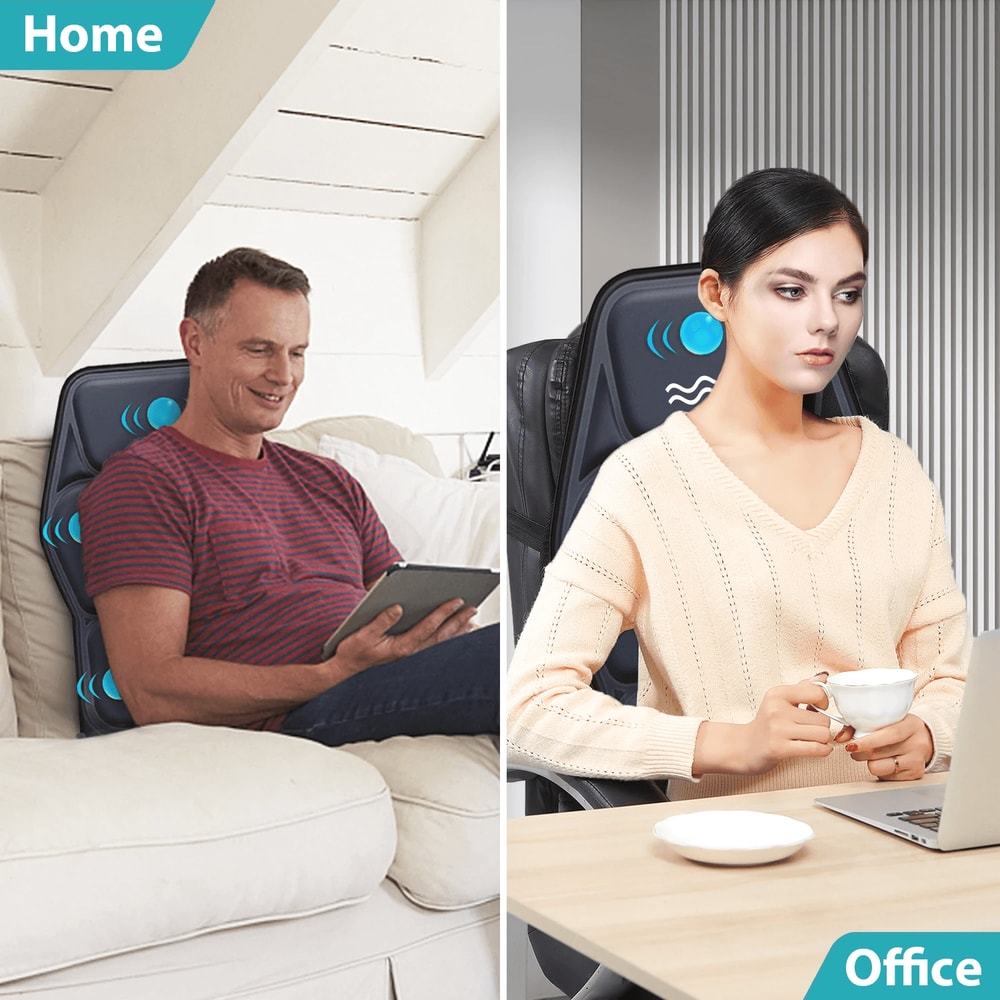 Fatigue Stress Relief Back Massager Massage Seat Cushion Pad With Heat 9 Massage Style Lumbar Suppo 4