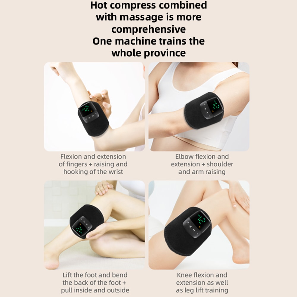 Portable Electric Massager, Pulse Hand Leg Heated Vibration Massage Belt for Calf Thigh Arm Wrist Trainer