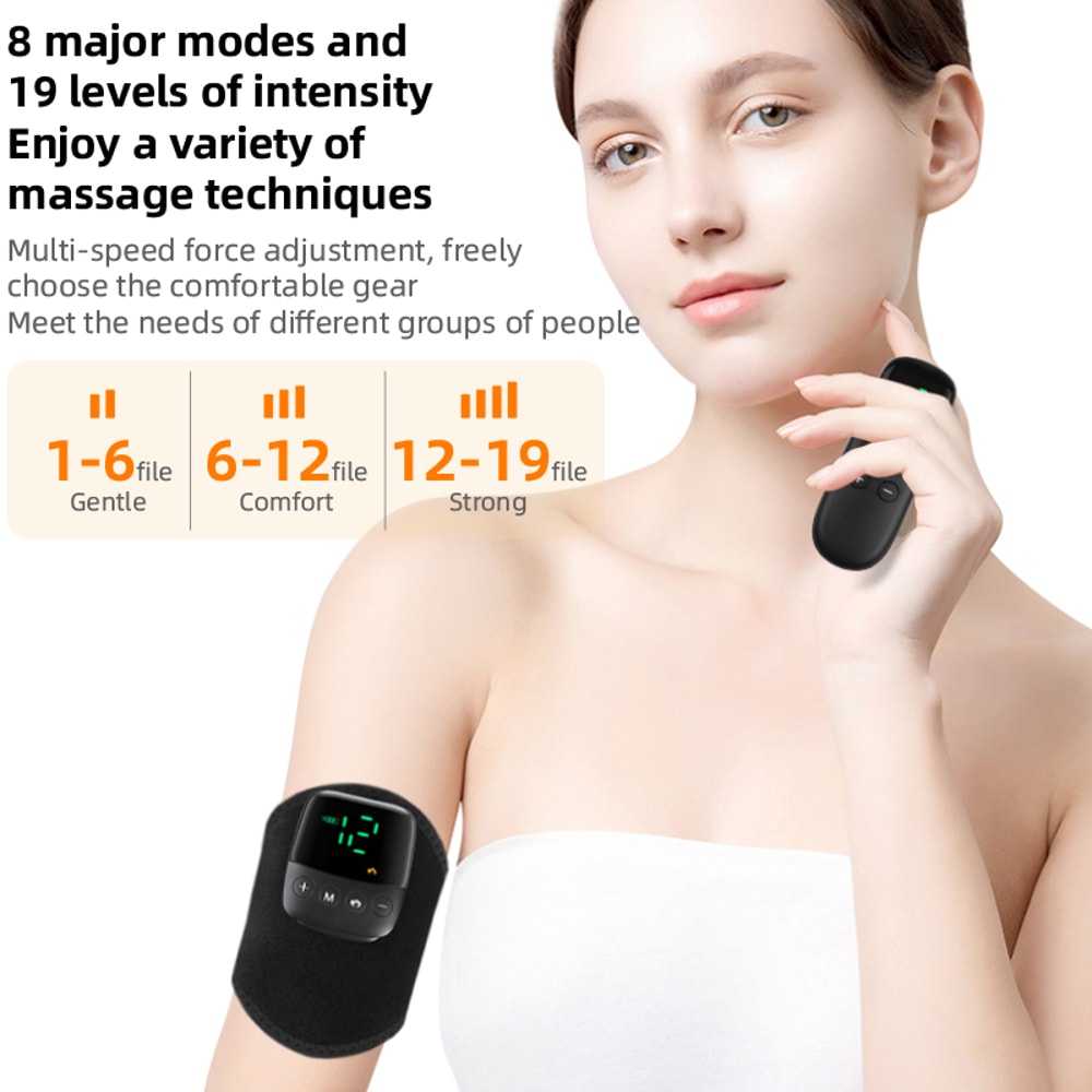 Portable Electric Massager, Pulse Hand Leg Heated Vibration Massage Belt for Calf Thigh Arm Wrist Trainer
