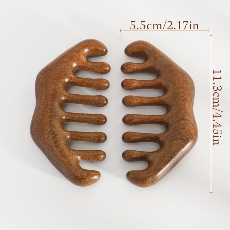 Sandalwood Acupuncture Point Massager Wooden Handle Meridian Massager Eye Nose Facial Massage Comb 4