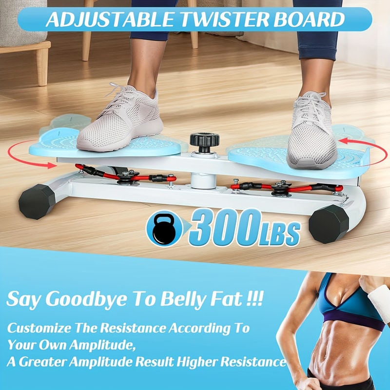 Waist Twister Machine with Ropes, Twist Waist Plate, 300 lbs Capacity Ab Twisting Fitness for Men & Women
