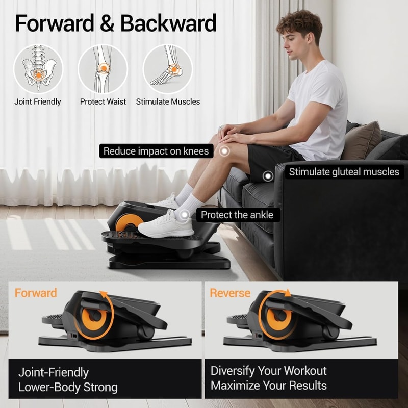 Electric Leg Exerciser Under Desk Elliptical Machine for Seniors, Portable Quiet Seated Pedal Exerciser with Remote