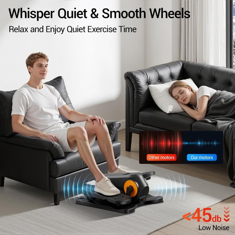 Electric Leg Exerciser Under Desk Elliptical Machine for Seniors, Portable Quiet Seated Pedal Exerciser with Remote