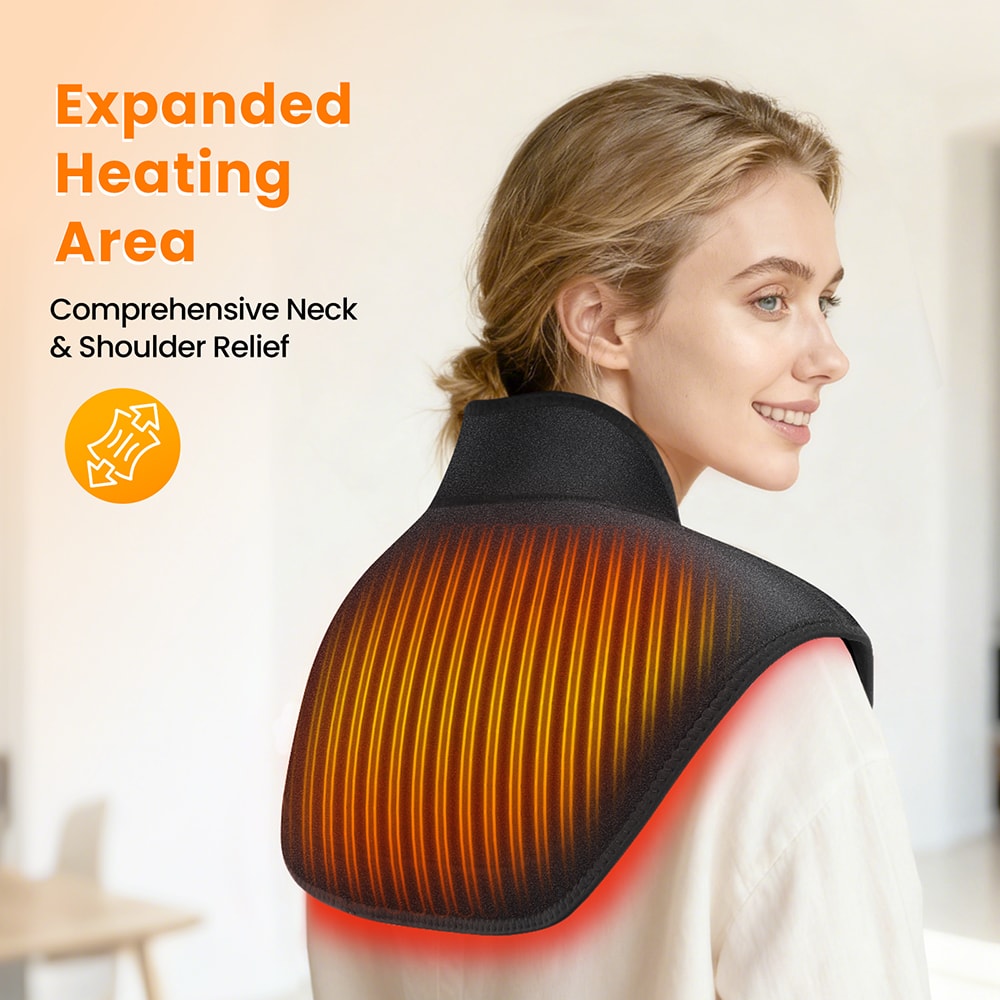 Thermal Compress Cervical Wrap, Electric Heating Shoulder Neck Pad with Timer Massage Shawl
