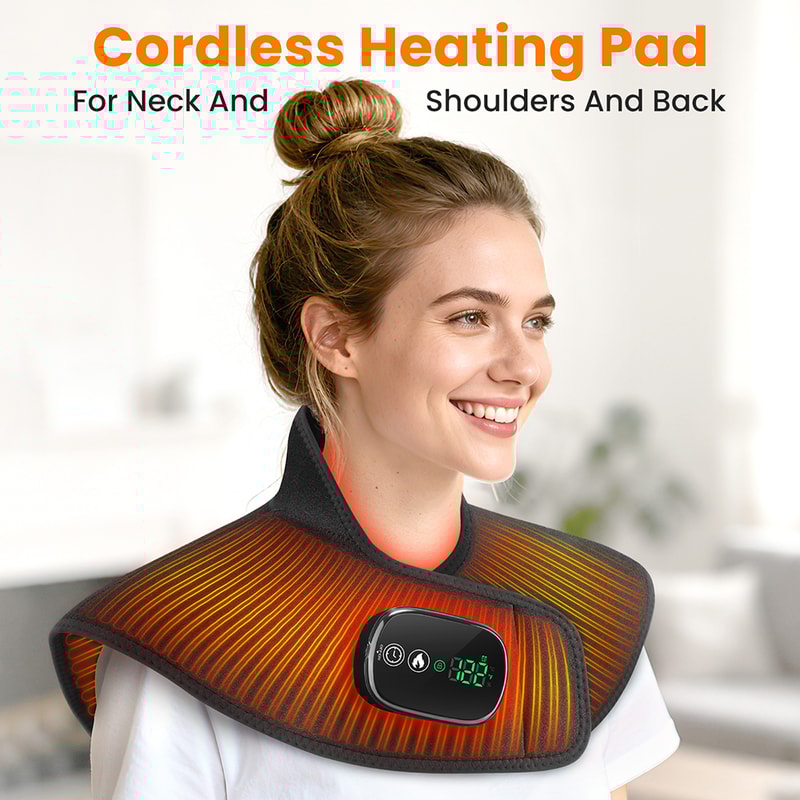 Thermal Compress Cervical Wrap, Electric Heating Shoulder Neck Pad with Timer Massage Shawl