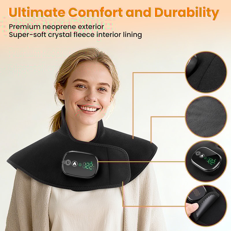 Thermal Compress Cervical Wrap, Electric Heating Shoulder Neck Pad with Timer Massage Shawl