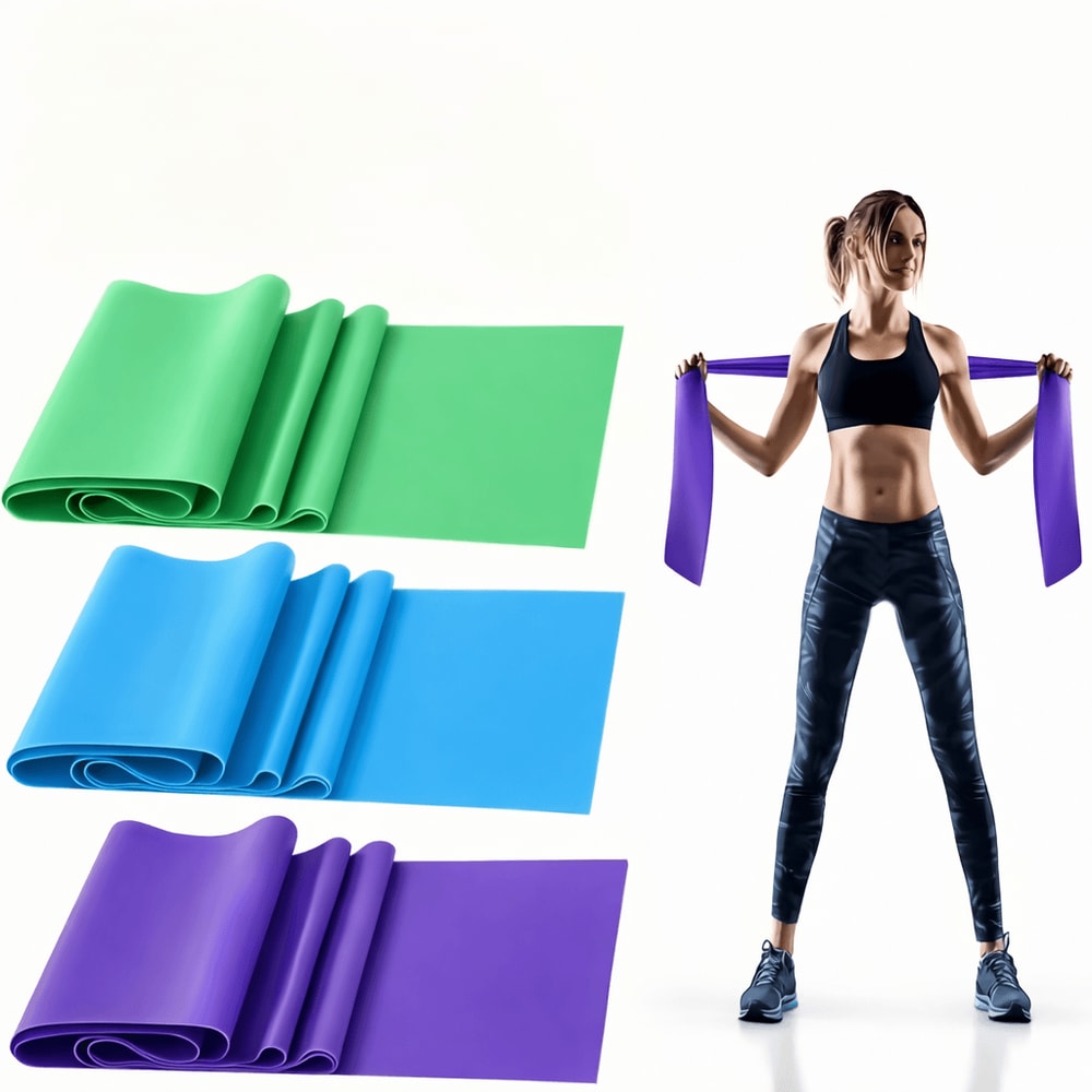 TPE Resistance Bands Set 3 Levels Elastic Band Fitness Workout Recovery Yoga Pilates Strength Train 5