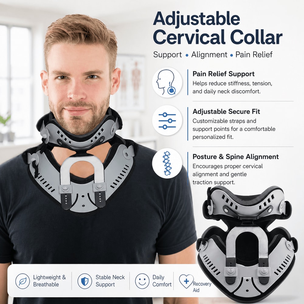 Adjustable Cervical Collar Neck Brace Support Orthosis Pain Relief Traction Spine Alignment Fixable 3