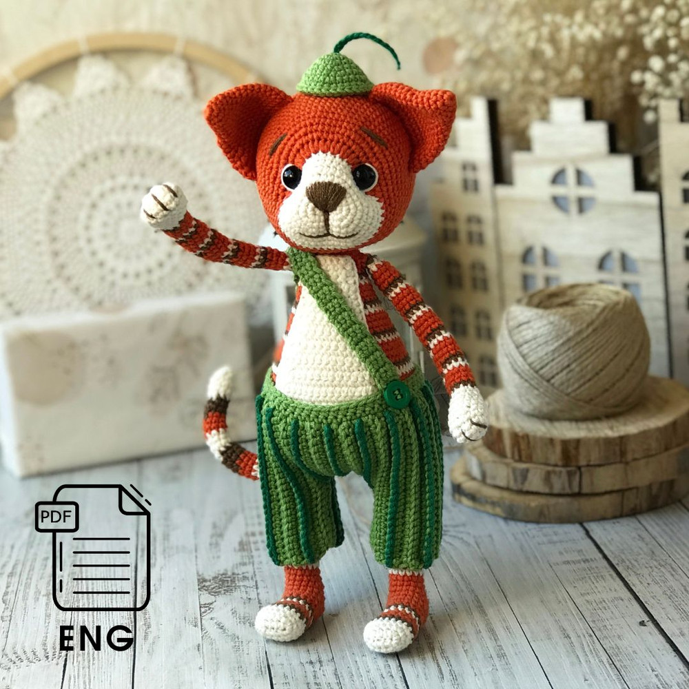 Crochet English Pattern PDF Cat Findus Amigurumi Cat Crochet Cat Crochet Cat Toy 0