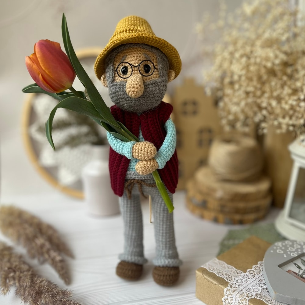 Crochet English Pattern PDF Pettson Amigurumi Grandfather Crochet Pettson Crochet Grandpa Farmer Toy 2