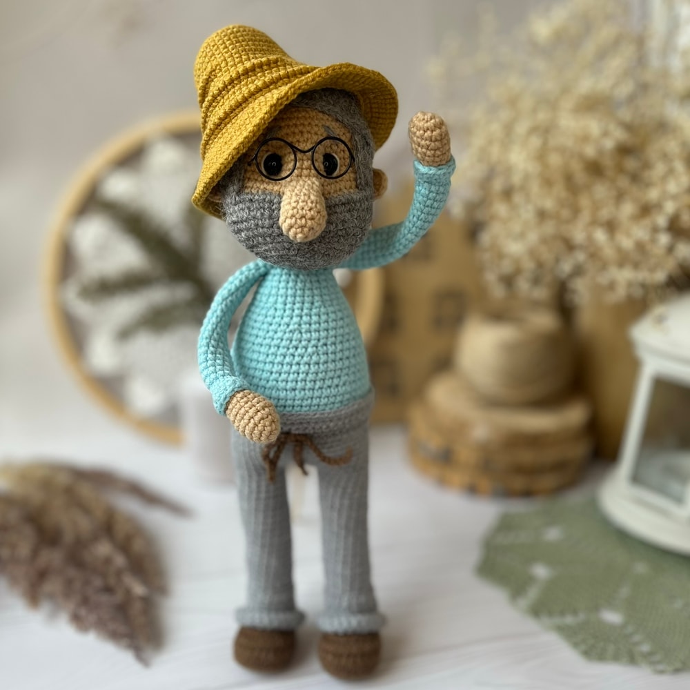 Crochet English Pattern PDF Pettson Amigurumi Grandfather Crochet Pettson Crochet Grandpa Farmer Toy 4