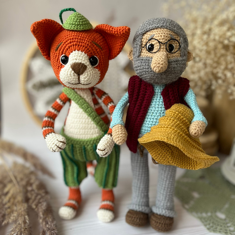 Crochet Amigurumi English Pattern Set 2 In 1 Pettson And Findus PDF Amigurumi Grandpa Farmer Funny Cat Crochet Toy 2