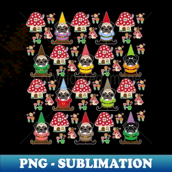 Gnome pugs - High-Quality PNG Sublimation Download