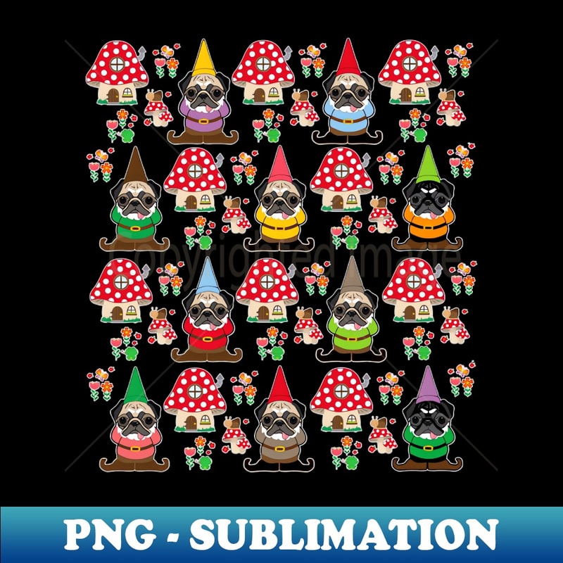 Gnome pugs - High-Quality PNG Sublimation Download