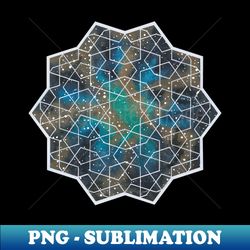 Galaxy artwork with geometric pattern and silver lines - Creative Sublimation PNG Download - Revolutionize Your Designs