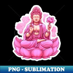 Pink Buddha Statue  abstract bright designer sticker   maditate with buddha symbol - Instant PNG Sublimation Download - Unleash Your Inner Rebellion