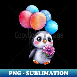 baby penguin holds balloon - Creative Sublimation PNG Download - Transform Your Sublimation Creations