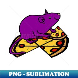 Hungry Purple Rat with Pizza - PNG Transparent Sublimation File