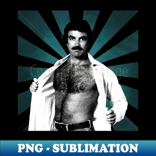 Tom Selleck II Retro Pixel II 70s - Signature Sublimation PNG File