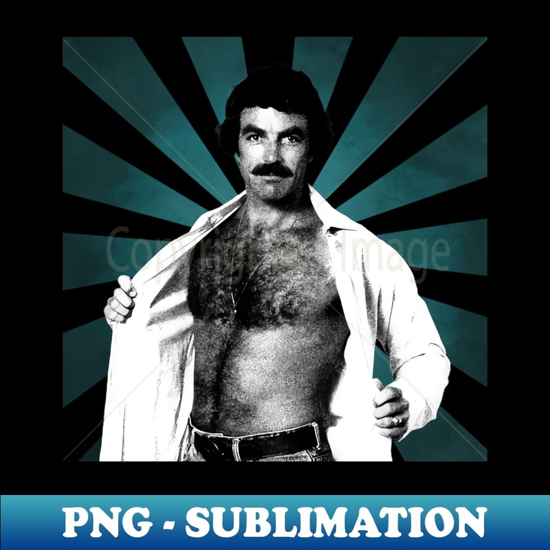 Tom Selleck II Retro Pixel II 70s - Signature Sublimation PNG File
