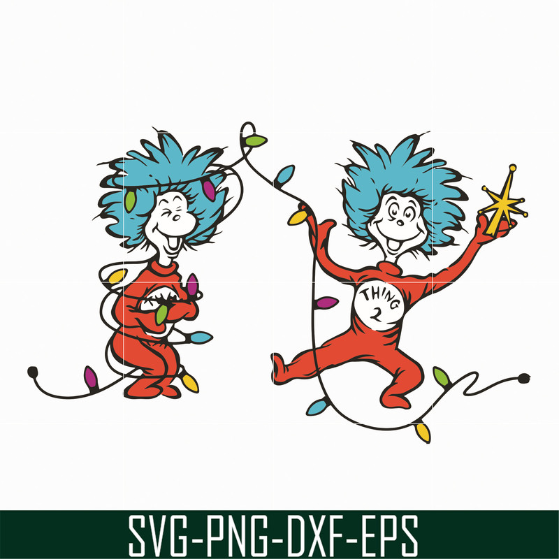 DR05012121-Dr seuss Christmas Thing Lights, Thing 1 Thing 2 svg, dr svg, png, dxf, eps file DR05012121.jpg