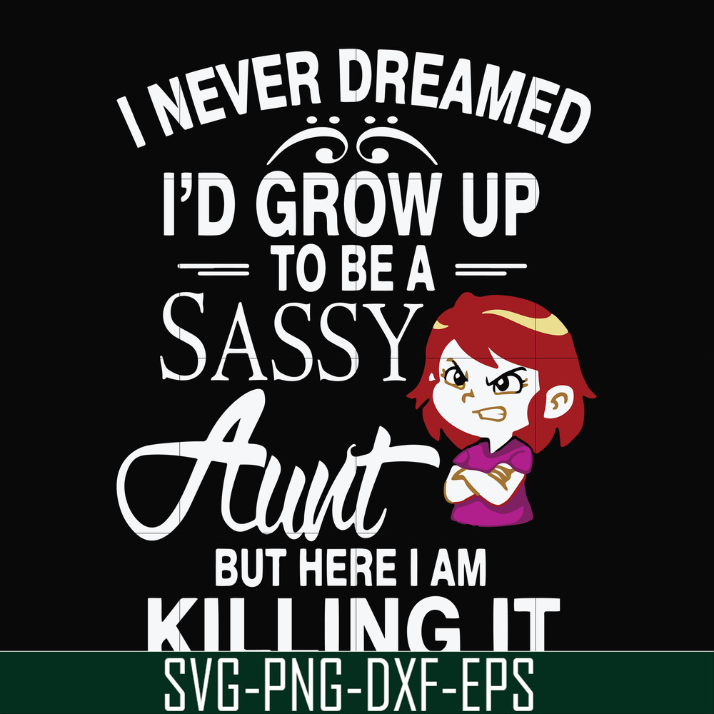 FN000695-I never dreamed I'd grow up to be a sassy aunt but here I am killing it svg, png, dxf, eps file FN000695.jpg