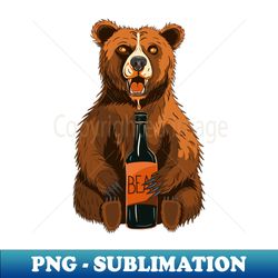 Bear with Beer - PNG Transparent Digital Download File for Sublimation
