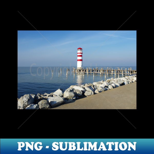 Lighthouse at Lake Neusiedler See - High-Quality PNG Sublimation Download - Enhance Your Apparel with Stunning Detail