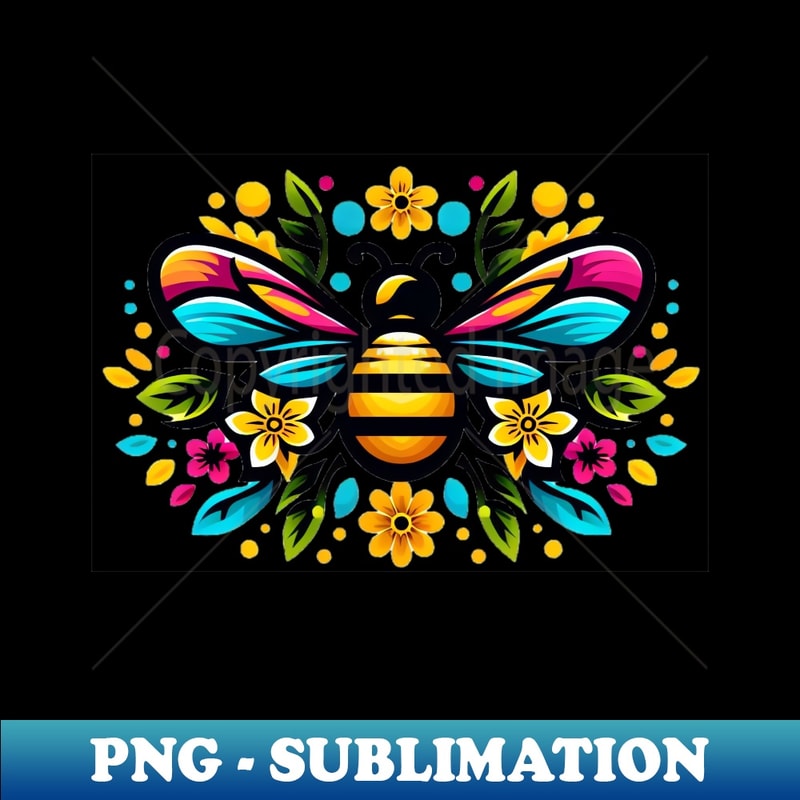 Flower Bee - Retro PNG Sublimation Digital Download