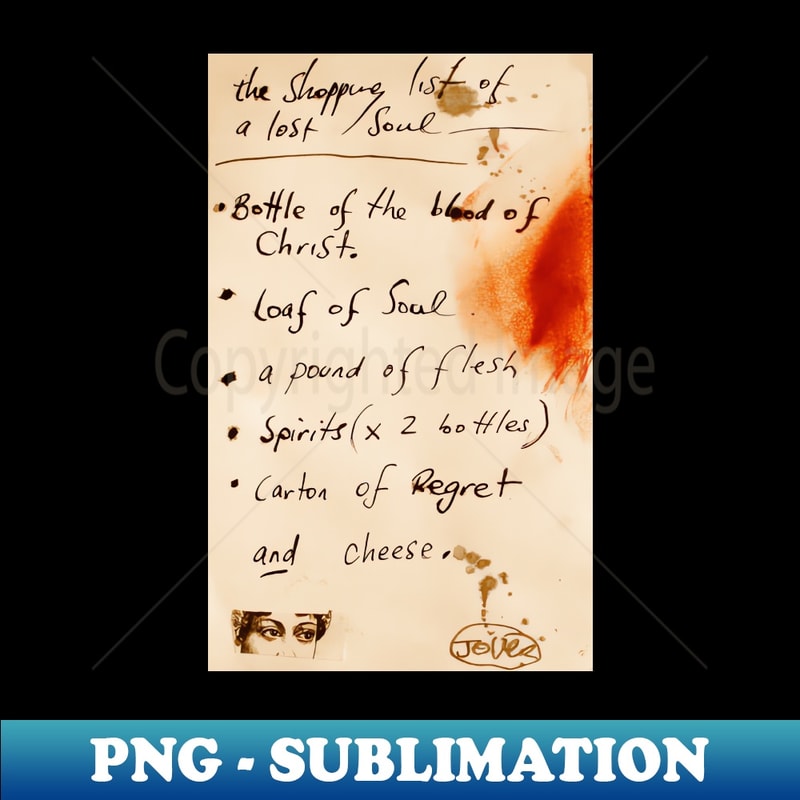 Shopping list of the lost soul - Vintage Sublimation PNG Download